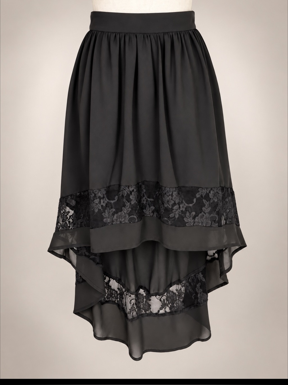 Witchy Romantic Goth Black Lace High-Low Sheer Chiffon Skirt Forever 21 – Small